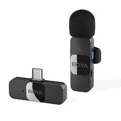 BOYA BY-V10 Dual Wireless Lavalier Microphone for Android/Type-C Device (1TX+1RX) - Black (Microphones) SKU=52530189