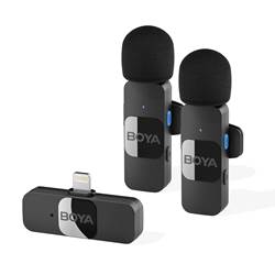 BOYA BY-V2 Dual Wireless Lavalier Microphone with Lightning Connector for Apple iOS Device (2TX+1RX) - Black (Microphones) SKU=52530188